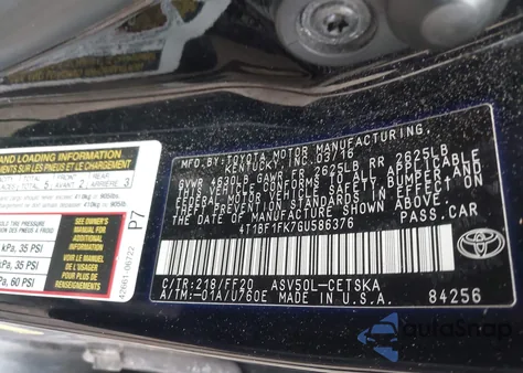 2016 Toyota Camry Se from USA, damaged, VIN 4T1BF1FK7GU586376